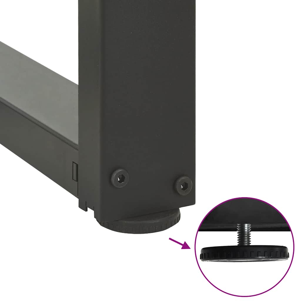 Pieds de table basse en T, 2 pièces, anthracite, 60 x 25 x (42-43) cm, acier