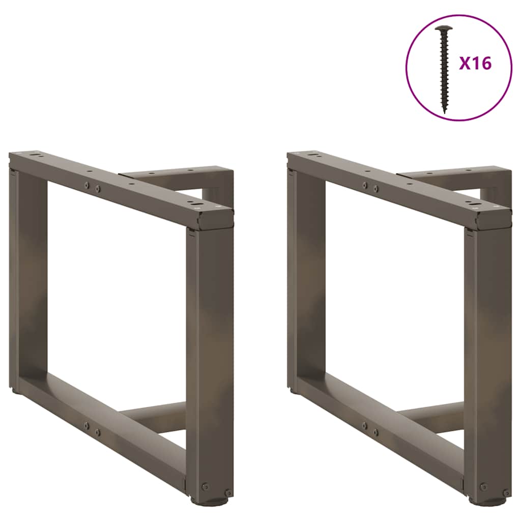 Pieds de table basse en T, 2 pièces, acier naturel, 60 x 25 x (42-43) cm