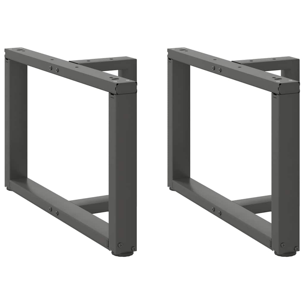 Pieds de table basse en T, 2 pièces, anthracite, 70 x 25 x (42-43) cm, acier