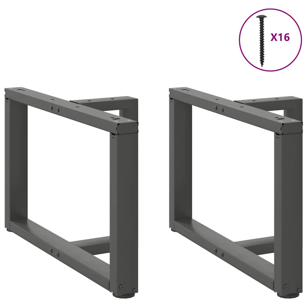 Pieds de table basse en T, 2 pièces, anthracite, 70 x 25 x (42-43) cm, acier