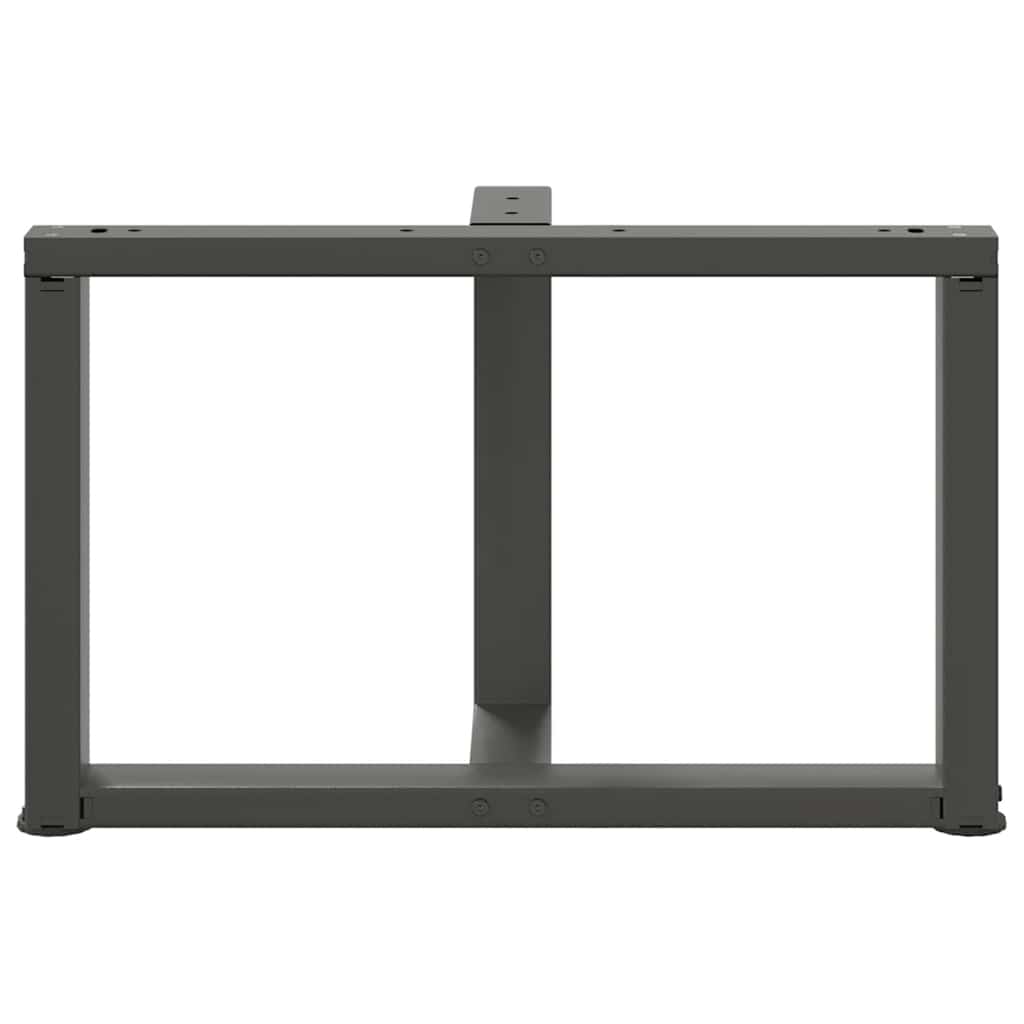 Pieds de table basse en T, 2 pièces, anthracite, 70 x 25 x (42-43) cm, acier