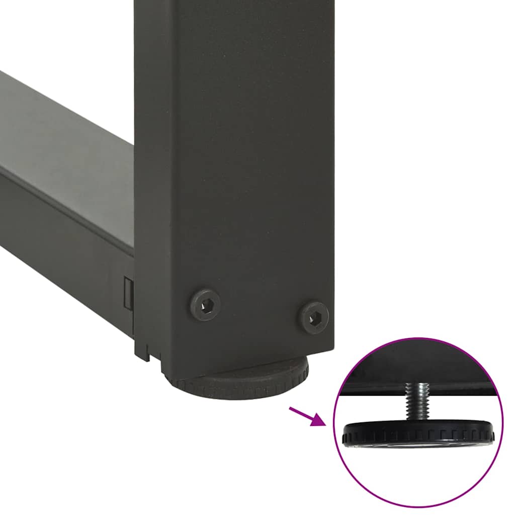 Pieds de table basse en T, 2 pièces, anthracite, 70 x 25 x (42-43) cm, acier
