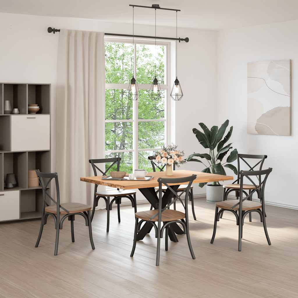 Pied de table à manger en forme d'araignée noir 85x85x(72-73) cm acier