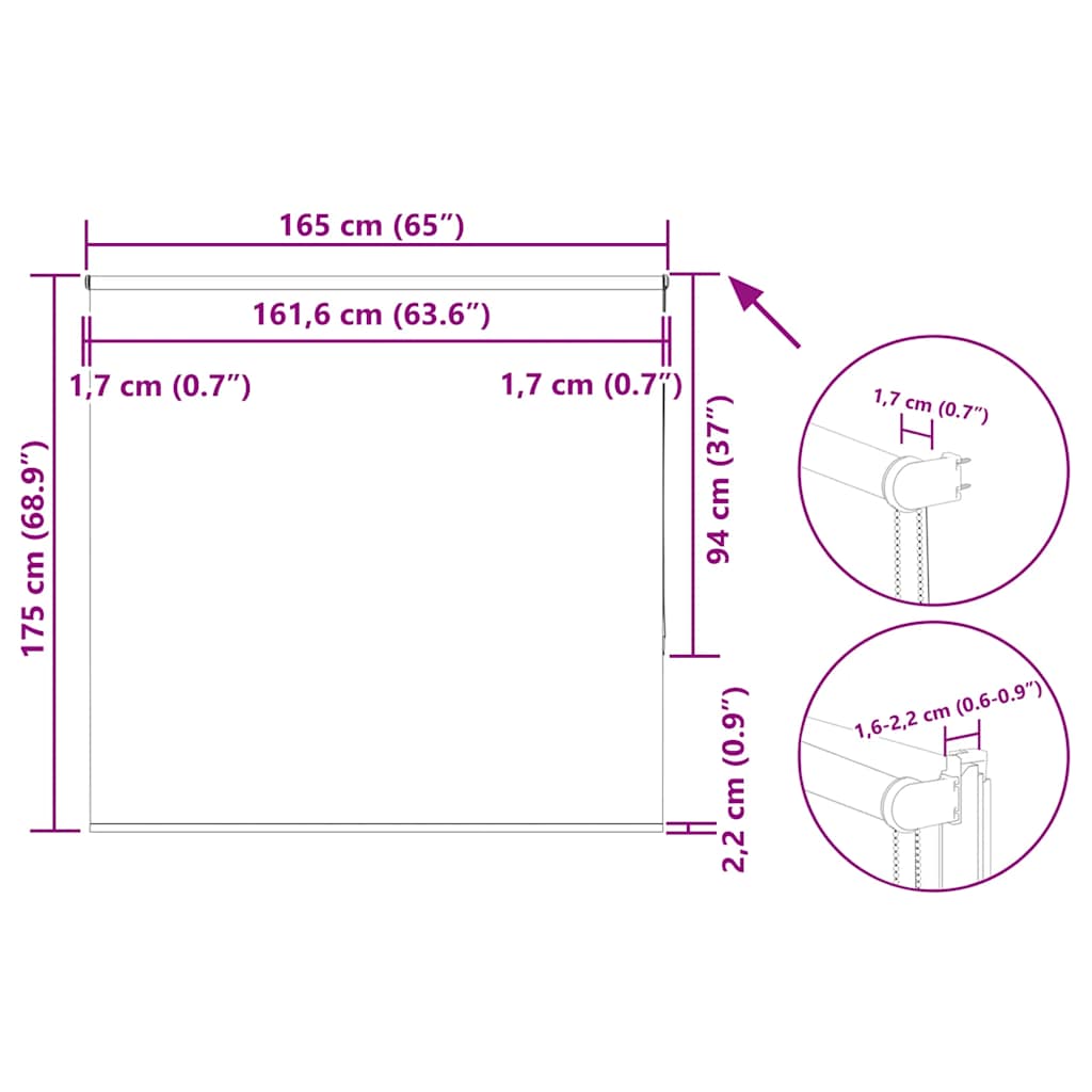 Verdunkelungsrollo Beige 165x175 cm Stoffbreite 161,6 cm