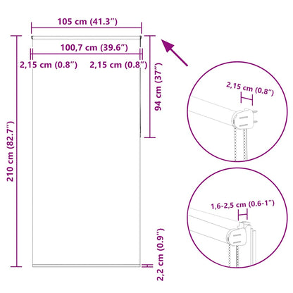 Verdunkelungsrollo Schwarz 105x210 cm Stoffbreite 100,7 cm