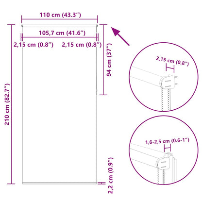 Verdunkelungsrollo Schwarz 110x210 cm Stoffbreite 105,7 cm