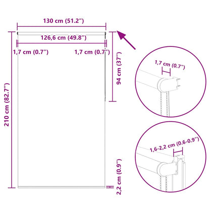 Verdunkelungsrollo Schwarz 130x210 cm Stoffbreite 126,6 cm