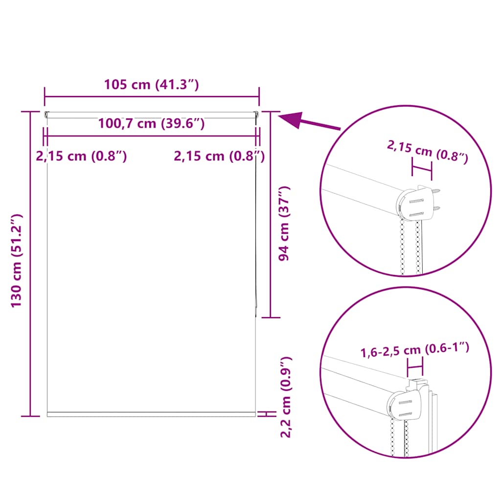 Verdunkelungsrollo Kaffeebraun 105x130cm Stoffbreite 100,7cm