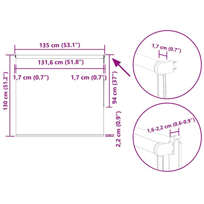 Verdunkelungsrollo Kaffeebraun 135x130cm Stoffbreite 131,6cm