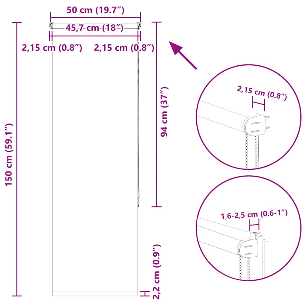 Verdunkelungsrollo Kaffeebraun 50x150cm Stoffbreite 45,7 cm