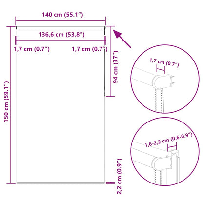 Verdunkelungsrollo Kaffeebraun 140x150 cm Stoffbreite 136,6 cm