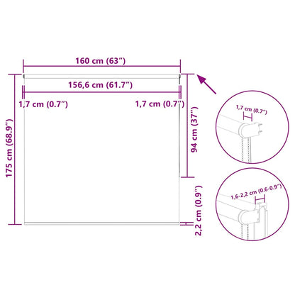 Verdunkelungsrollo Grau 160x175cm Stoffbreite 156,6cm Polyester