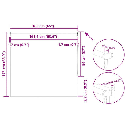 Verdunkelungsrollo Grau 165x175cm Stoffbreite 161,6cm Polyester