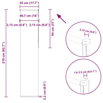 Verdunkelungsrollo Grau 45x210 cm Stoffbreite 40,7 cm Polyester