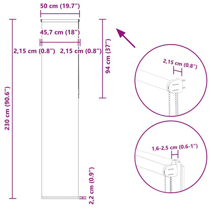 Verdunkelungsrollo Grau 50x230 cm Stoffbreite 45,7 cm Polyester