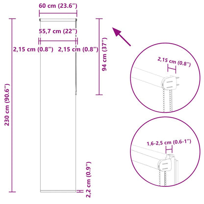 Verdunkelungsrollo Grau 60x230 cm Stoffbreite 55,7 cm Polyester