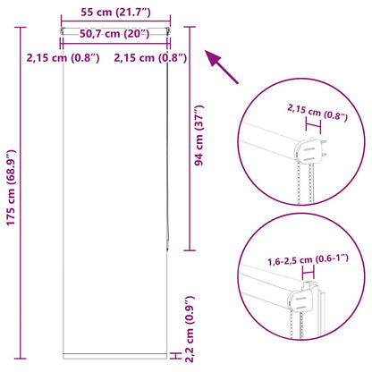 Verdunkelungsrollo Hellgrau 55x175 cm Stoffbreite 50,7 cm