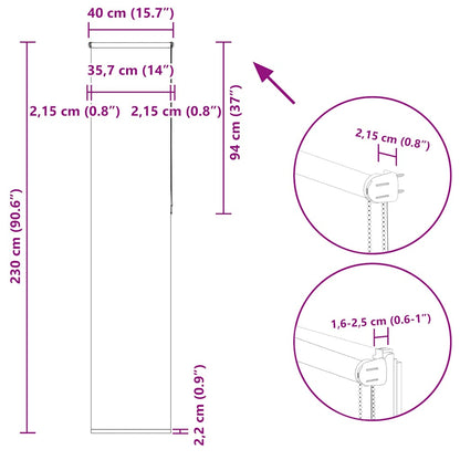 Verdunkelungsrollo Hellgrau 40x230 cm Stoffbreite 35,7 cm