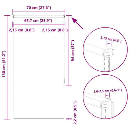 Verdunkelungsrollo Cremeweiß 70x130cm Stoffbreite 65,7 cm