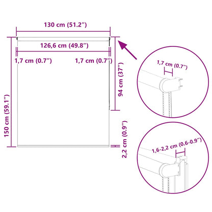 Verdunkelungsrollo Cremeweiß 130x150cm Stoffbreite 126,6cm