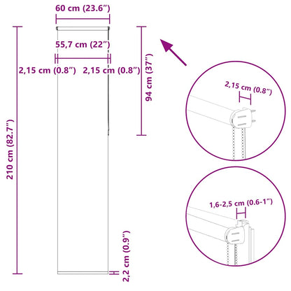 Verdunkelungsrollo Cremeweiß 60x210cm Stoffbreite 55,7 cm