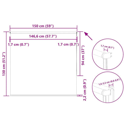Verdunkelungsrollo Weiß 150x130cm Stoffbreite 146,6cm Polyester