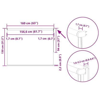 Verdunkelungsrollo Weiß 160x130cm Stoffbreite 156,6cm Polyester