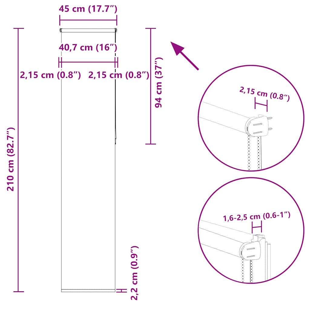 Verdunkelungsrollo Weiß 45x210cm Stoffbreite 40,7 cm Polyester
