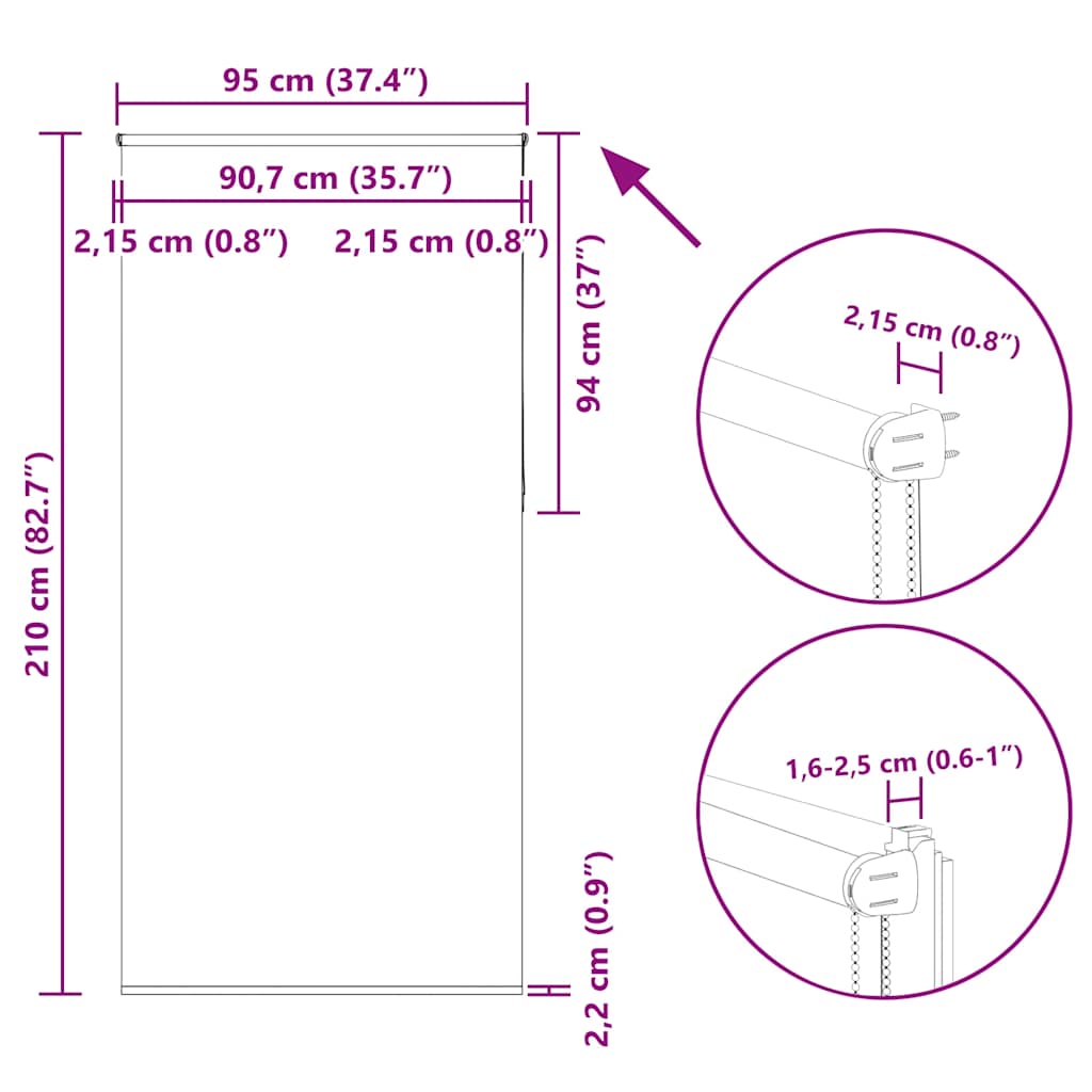 Verdunkelungsrollo Weiß 95x210cm Stoffbreite 90,7 cm Polyester