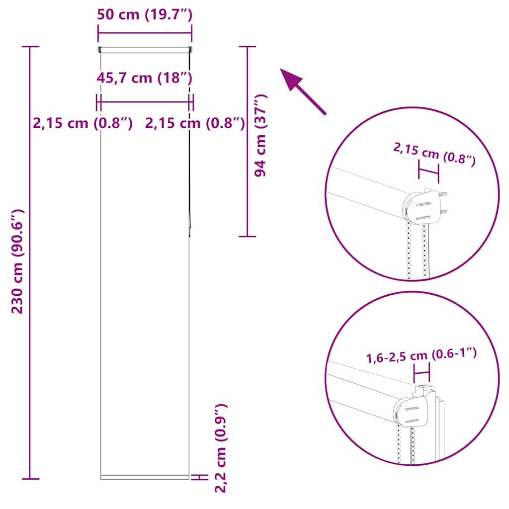 Verdunkelungsrollo Weiß 50x230cm Stoffbreite 45,7 cm Polyester