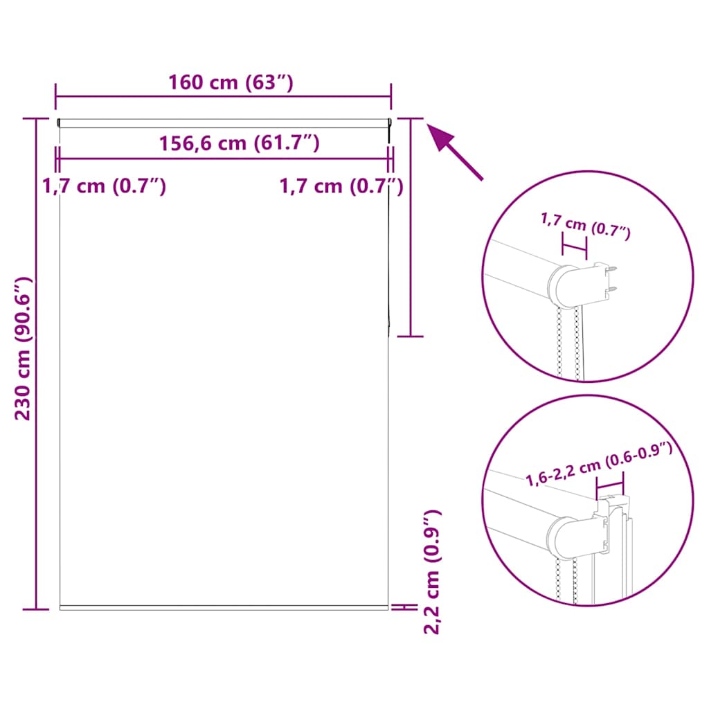 Verdunkelungsrollo Weiß 160x230cm Stoffbreite 156,6cm Polyester