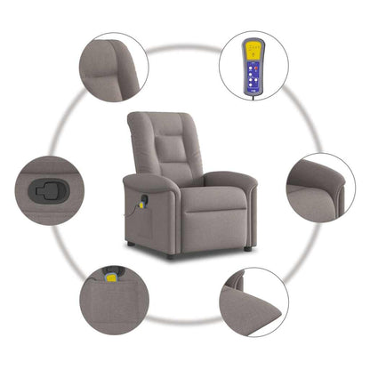 Massagesessel Taupe Stoff