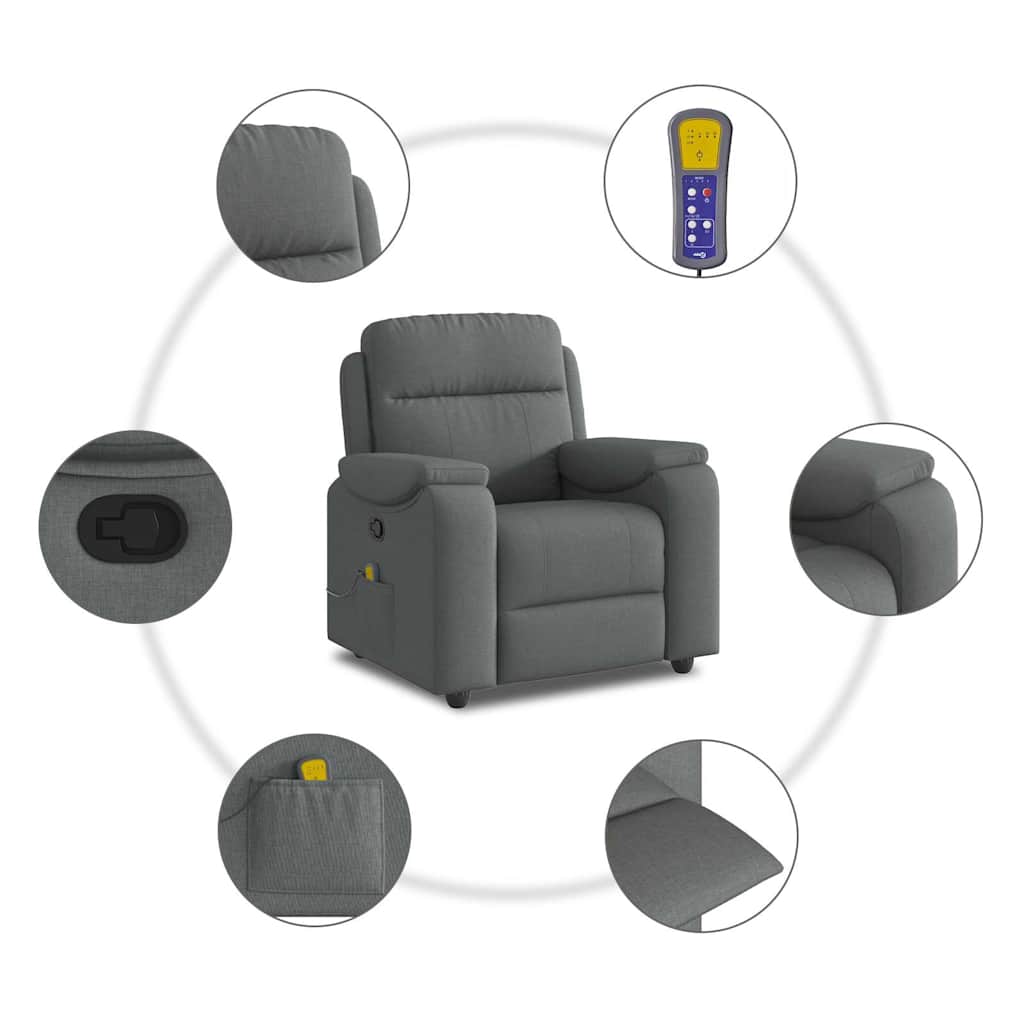 Massagesessel Dunkelgrau Stoff