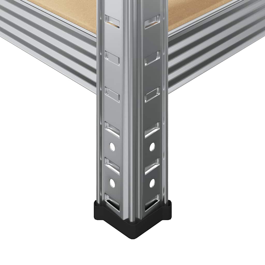 Étagères de rangement à 5 niveaux, 3 pièces, en acier argenté et matériau à base de bois