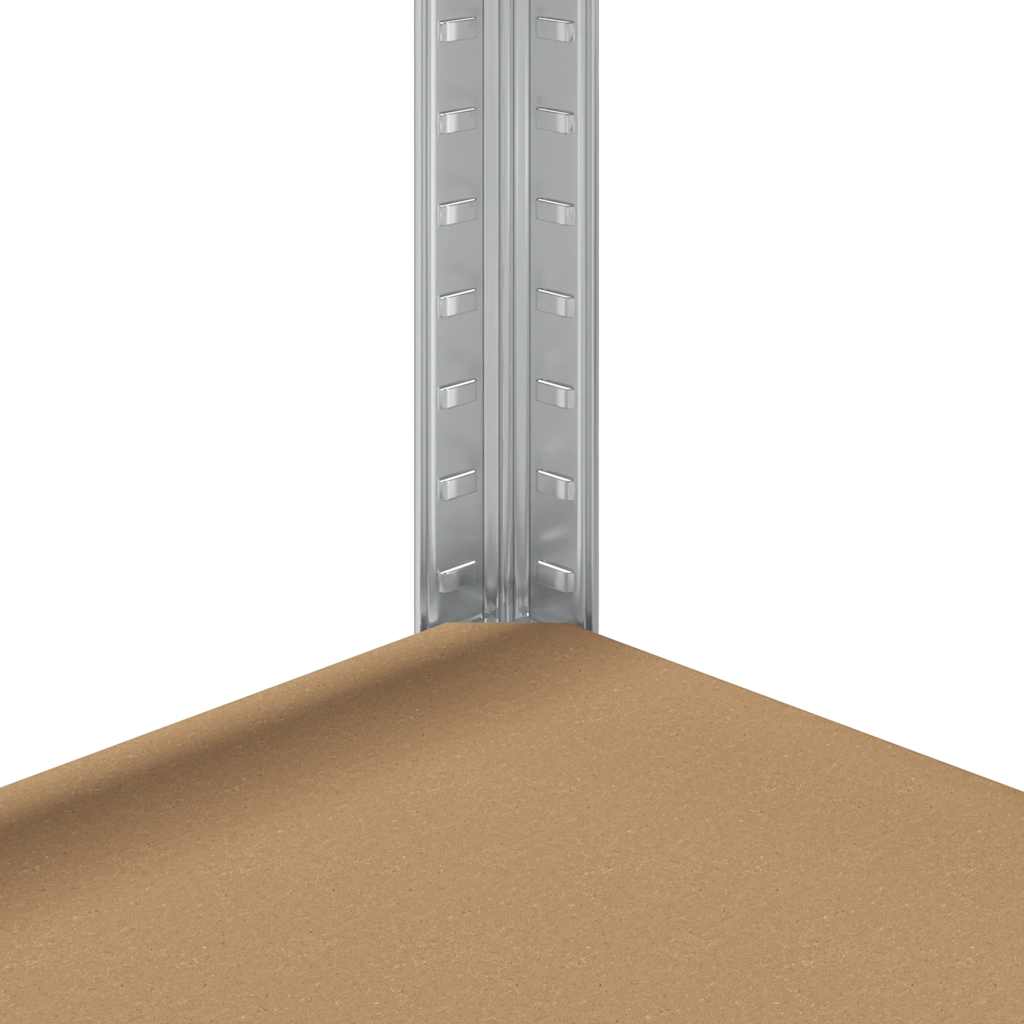 Étagères de rangement à 5 niveaux, 4 pièces, en acier argenté et bois