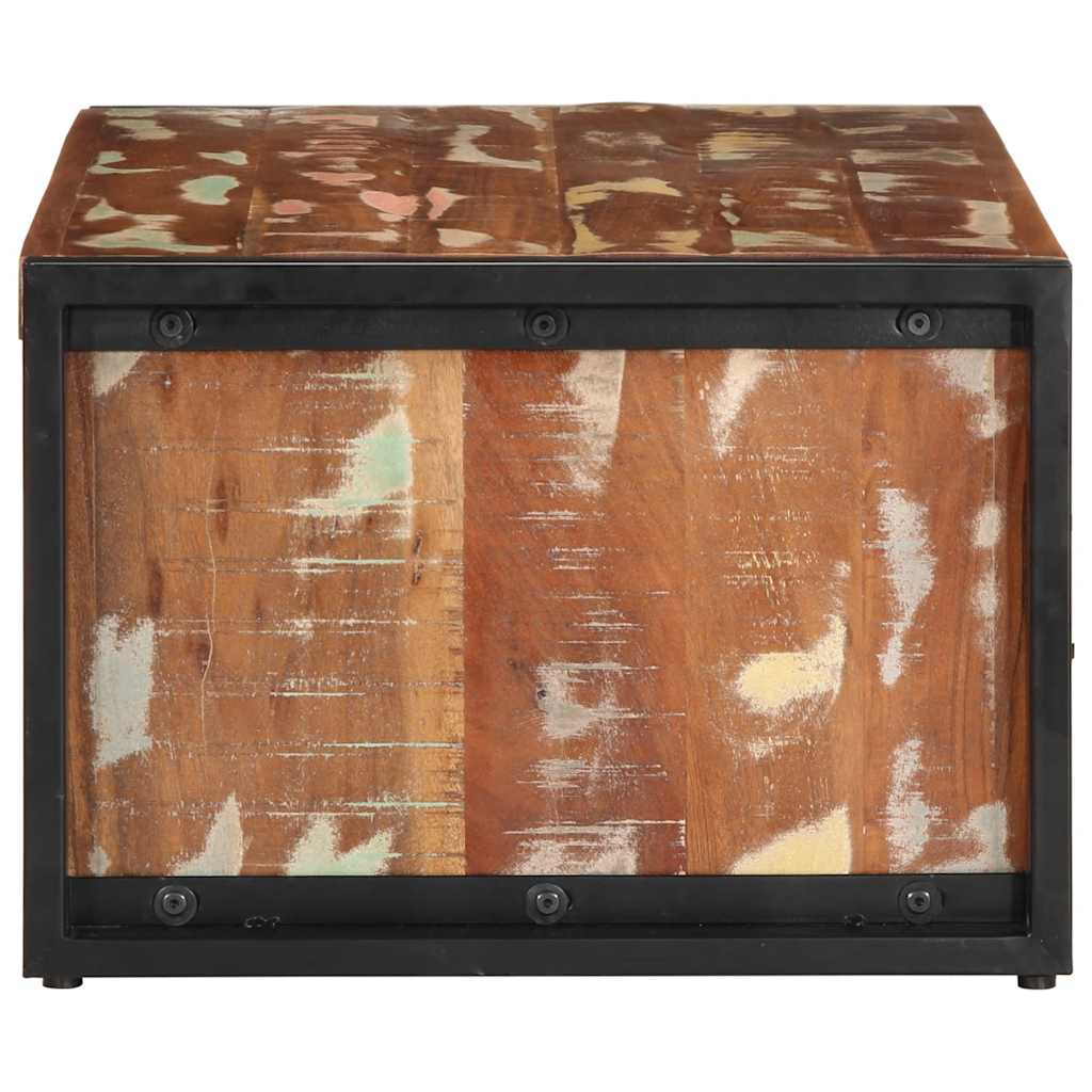 Table basse multicolore 90x50x36 cm en bois massif de récupération