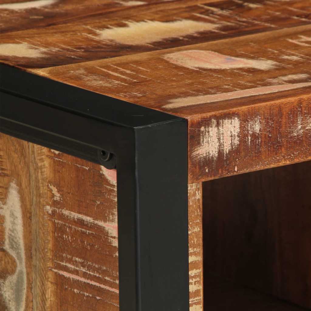 Table basse multicolore 90x50x36 cm en bois massif de récupération