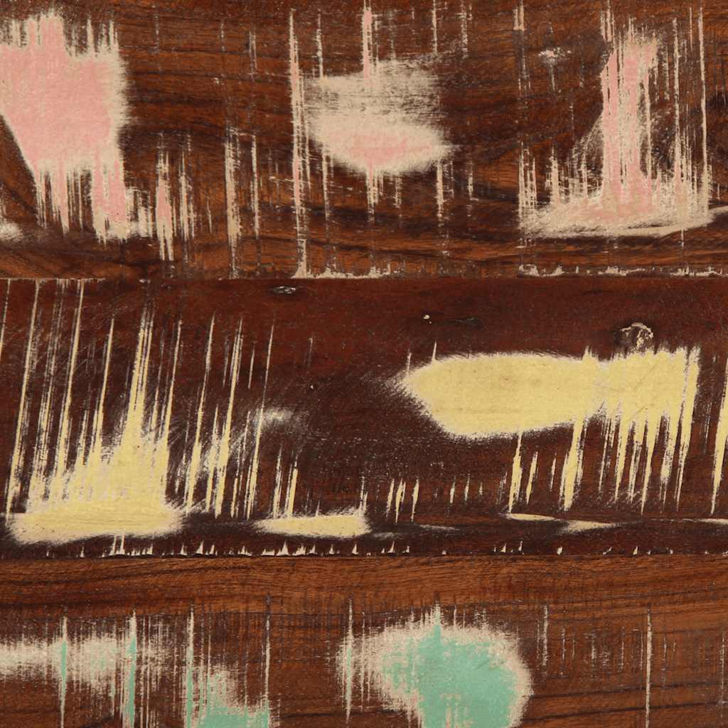 Table basse multicolore 90x50x36 cm en bois massif de récupération