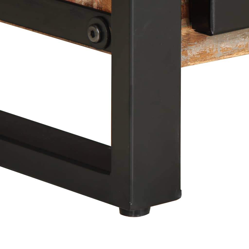 Table basse multicolore 90x50x36 cm en bois massif de récupération