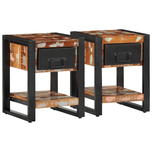 Tables de chevet 2 pièces. Multicolore Bois de manguier brut