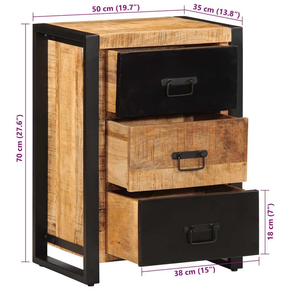 Schubladenschrank 50x35x70 cm Raues Massivholz Mango