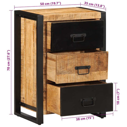 Schubladenschrank 50x35x70 cm Raues Massivholz Mango