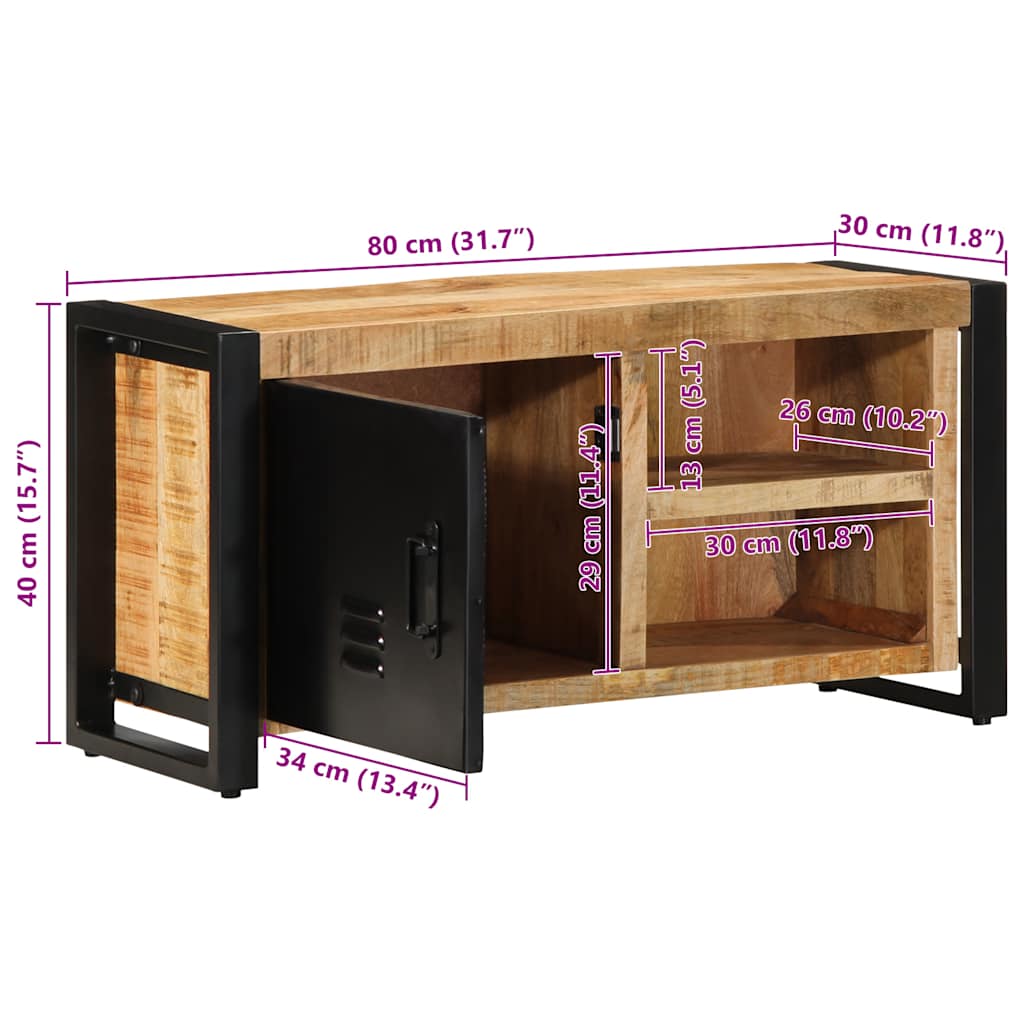 TV-Schrank 80x30x40 cm Raues Massivholz Mango