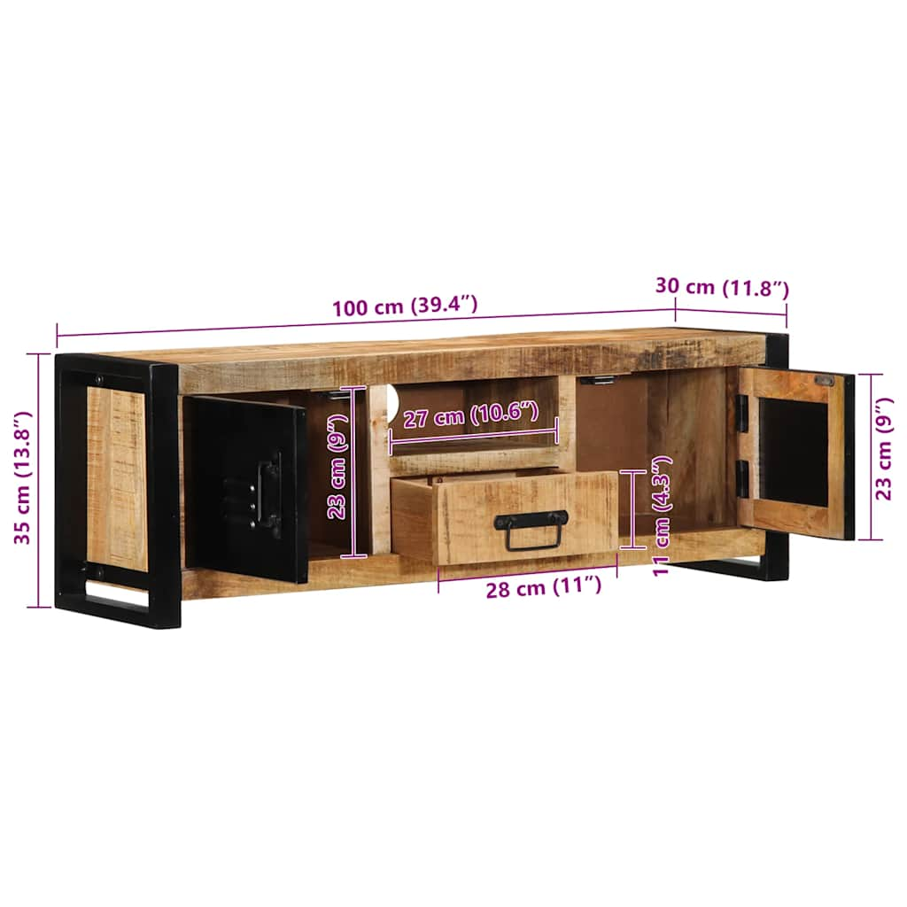 TV-Schrank 100x30x35 cm Massivholz Mango