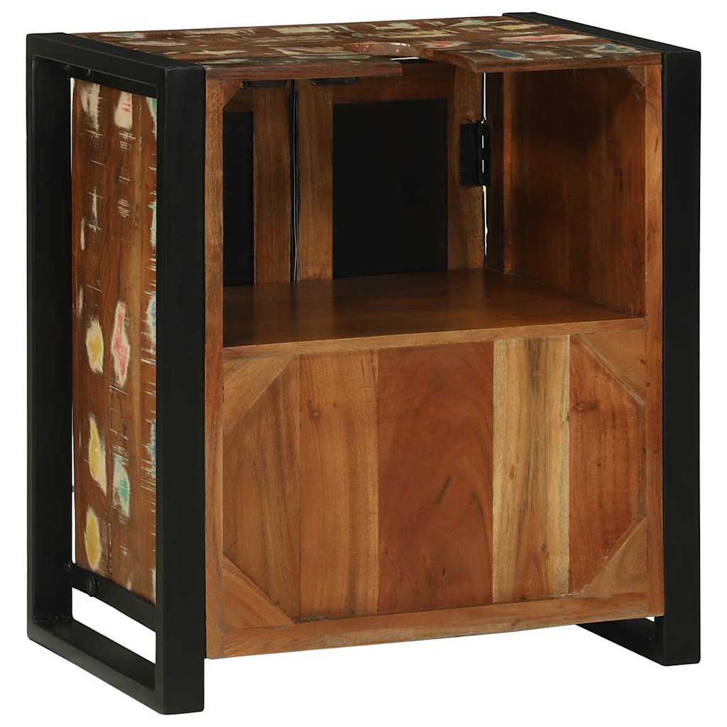 Waschbeckenunterschrank Braun Massives upgecyceltes Holz