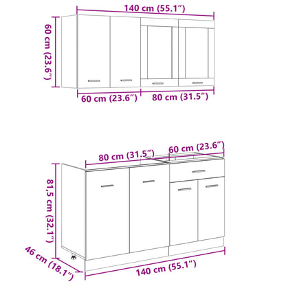 4-tlg. Küchenschrank-Set Lyon Sonoma-Eiche Holzwerkstoff