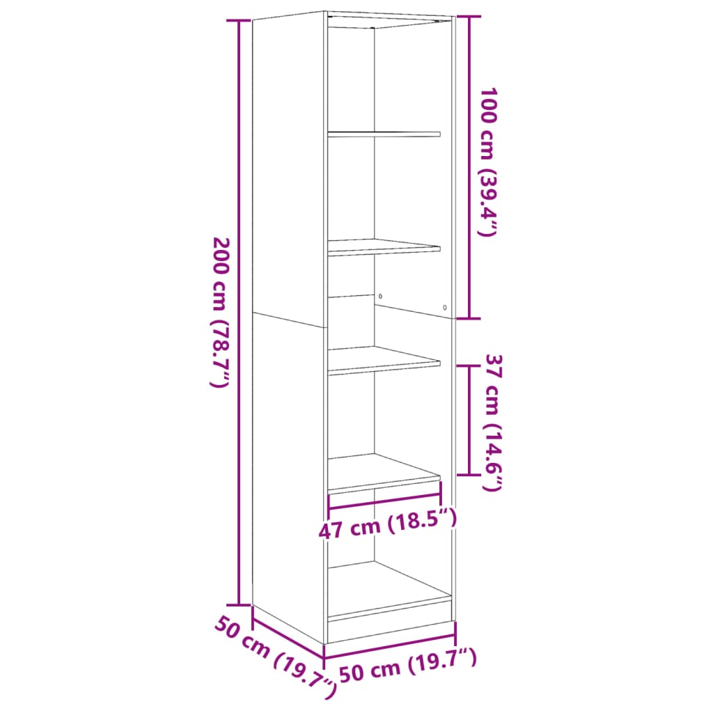 Wardrobe Grey Sonoma 50x50x200 cm wood material