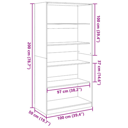 Kleiderschrank Räuchereiche 100x50x200 cm Holzwerkstoff