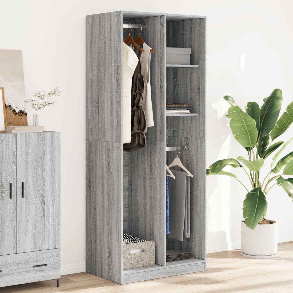 Armoire Gris Sonoma 80x50x200 cm en matériau à base de bois