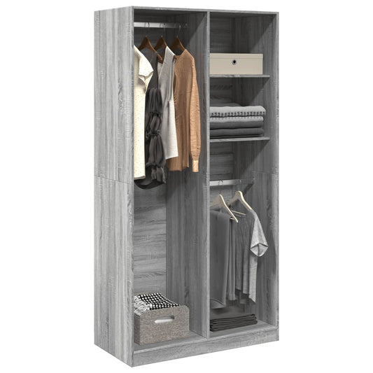 Wardrobe Grey Sonoma 100x50x200 cm Wood Material